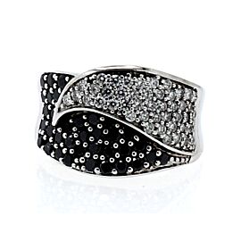 Estate 14k White Gold White Black Diamond Ladies Ring Size 7