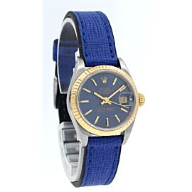 Ladies ROLEX Oyster Perpetual Datejust Shiny Blue Dial Steel & Gold Watch