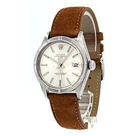 Mens VINTAGE Rolex Oyster Perpetual Date Stainless Steel Silver Dial Watch