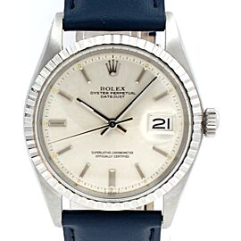 Mens Vintage ROLEX Oyster Perpetual Datejust Stainless Steel Silver Dial