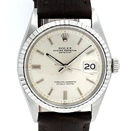 Mens Vintage ROLEX Oyster Perpetual Datejust 36mm Stainless Steel Silver Dial