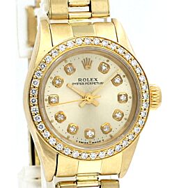 Ladies ROLEX President Watch Yellow Gold Oyster Perpetual Diamond circa 1988