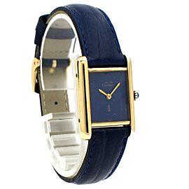 CARTIER Must De Cartier Vermeil Gold Sterling Rectangle Lapis Lazuli Dial Watch