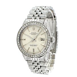 Mens ROLEX Oyster Perpetual Datejust FULL DIAMOND Stainless Steel 36MM Watch