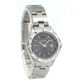 Ladies ROLEX Oyster Perpetual Datejust Steel 26mm Gray Dial Diamond Watch