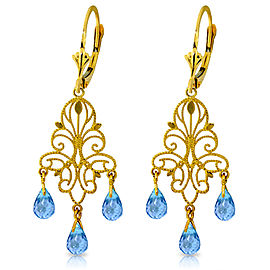 3.75 CTW 14K Solid Gold Mademoiselle Blue Topaz Earrings