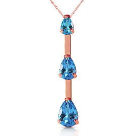 14K Solid Rose Gold Necklace with Natural Blue Topaz