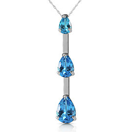 1.71 CTW 14K Solid White Gold Believe In Hope Blue Topaz Necklace