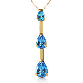 1.71 CTW 14K Solid Gold First Light Blue Topaz Necklace