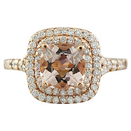 2.25 Carat Morganite 14K Rose Gold Diamond Ring