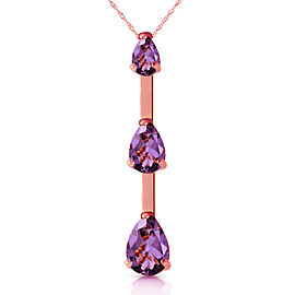 14K Solid Rose Gold Necklace with Natural Purple Amethyst