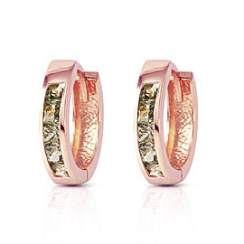 1.3 CTW 14K Solid Rose Gold Hoop Earrings Natural Green Sapphire