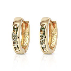 1.3 CTW 14K Solid Gold Hoop Earrings Natural Green Sapphire