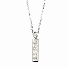 Tiffany & Co 18K white Gold Bar Drop Diamond 1P Necklace G0057