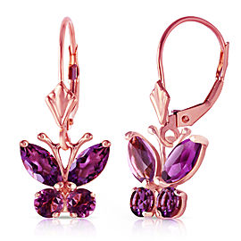 1.24 CTW 14K Solid Rose Gold Butterfly Earrings Natural Amethyst