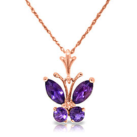 0.6 CTW 14K Solid Rose Gold Butterfly Necklace Purple Amethyst