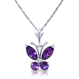 0.6 CTW 14K Solid White Gold Butterfly Necklace Purple Amethyst