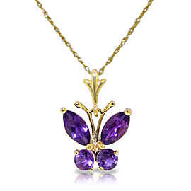 0.6 CTW 14K Solid Gold Butterfly Necklace Purple Amethyst