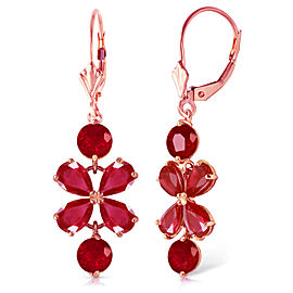 5.32 CTW 14K Solid Rose Gold Chandelier Earrings Natural Ruby