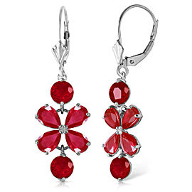 5.32 CTW 14K Solid White Gold Chandelier Earrings Natural Ruby