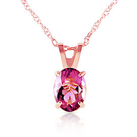 0.85 CTW 14K Solid Rose Gold Solitaire Pink Topaz Necklace