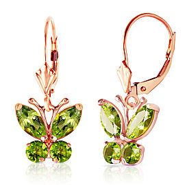 1.24 CTW 14K Solid Rose Gold Butterfly Earrings Peridot