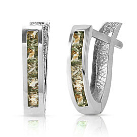 1.3 CTW 14K Solid White Gold Huggie Earrings Green Natural Sapphire