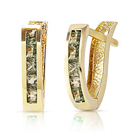 1.3 CTW 14K Solid Gold Huggie Earrings Green Natural Sapphire