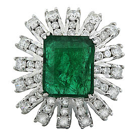 7.60 Carat Emerald 14K White Gold Diamond Ring