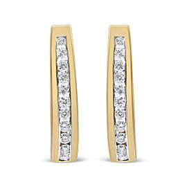 True 10K Yellow Gold 1/2 Cttw Channel Set Lab Grown Round Diamond J-Hoop Earrings (G-H Color, I1-I2 Clarity)