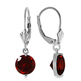 3.1 CTW 14K Solid White Gold Notwith standing Garnet Earrings