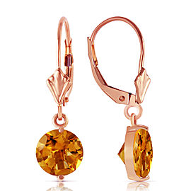 3.1 CTW 14K Solid Rose Gold Leverback Earrings Citrines