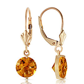 3.1 CTW 14K Solid Gold Leverback Earrings Citrines