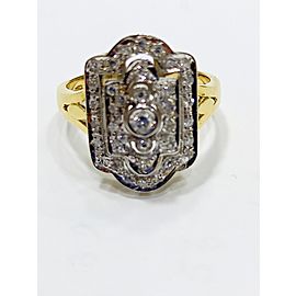 14k Yellow and White Gold .36ct Diamond Art Deco Ring