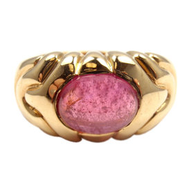 Bulgari 18K Yellow Gold Pink Tourmaline Band Ring