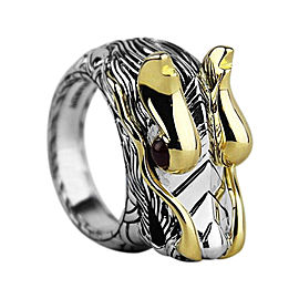 John Hardy Sterling Silver & 18K Yellow Gold Ruby Naga Dragon Ring Size 7