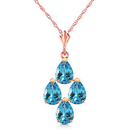 1.5 CTW 14K Solid Rose Gold Pyramid Blue Topaz Necklace