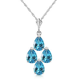 1.5 CTW 14K Solid White Gold Good Beginnings Blue Topaz Necklace