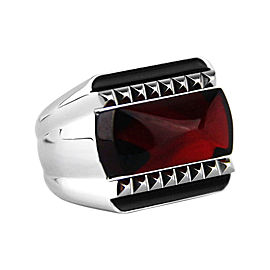 Baccarat Louxor Sterling Silver Red Mirror Ring Sz 6.5