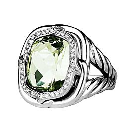 David Yurman Sterling Silver Diamond & Prasiolite Green Topaz Ring