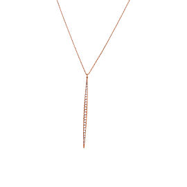 Michael Kors Crystal Pave Matchstick Rose Gold Tone Charm Necklace