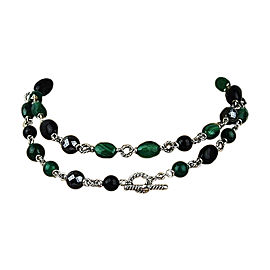 David Yurman Sterling Silver Forest Malachite Onyx Hematite Necklace