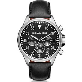 Michael Kors MK8442 Gage Chronograph Black Dial Black Leather 45mm Mens Watch