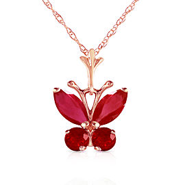 0.6 CTW 14K Solid Rose Gold Butterfly Necklace Natural Ruby