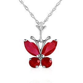 0.6 CTW 14K Solid White Gold Butterfly Necklace Natural Ruby