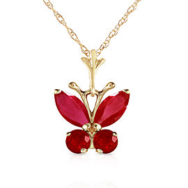 0.6 CTW 14K Solid Gold Butterfly Necklace Natural Ruby