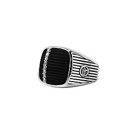 David Yurman Sterling Silver Royal Cord Onyx Diamond Ring