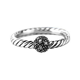 David Yurman 925 Sterling Silver White Diamond Ball Stack Ring Size 7