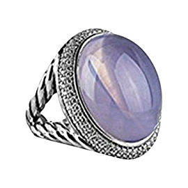 David Yurman 925 Sterling Silver Lilac Quartz Diamond Ring Size 7