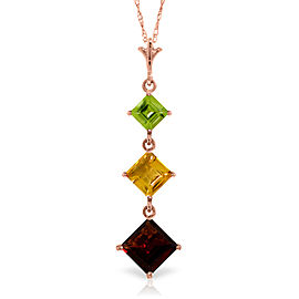 2.4 CTW 14K Solid Rose Gold Necklace Peridot, Citrine Garnet